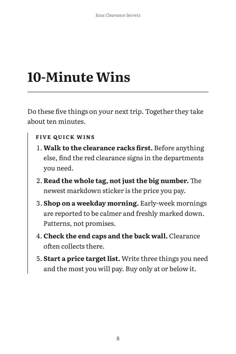Ross Clearance Secrets: 10-Minute Wins page